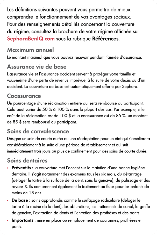 Les d finitions suivantes peuvent vous permettre de mieux comprendre le fonctionnement de vos avantages sociaux. Pour...